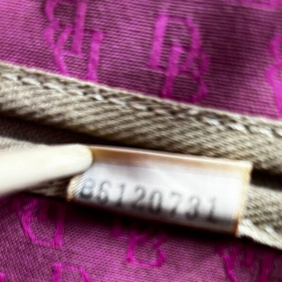 DOONEY BOURKE LARGE SATCHEL DARK PINK CANVAS LIGHT PINK "DB" LOGO WITH TAN TRIM - Picture 8 of 10